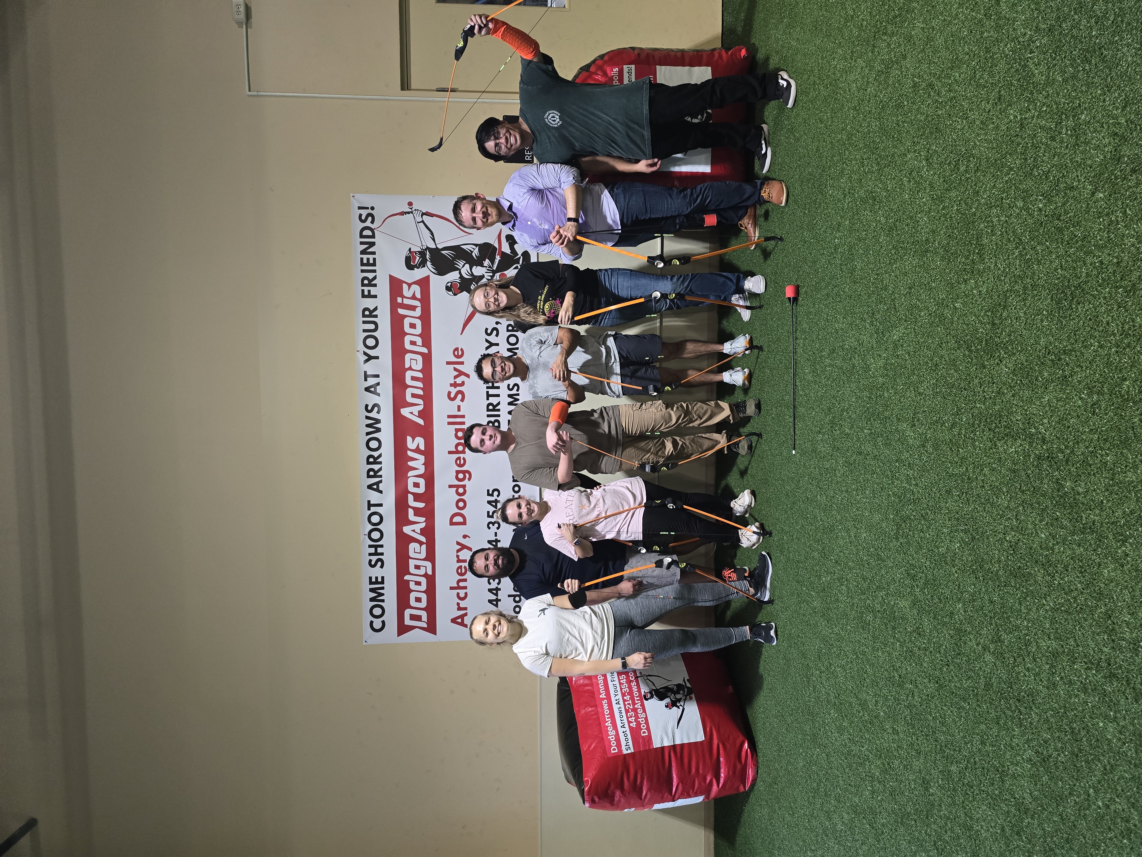 Large group team building event with 100+ players at DodgeArrows Annapolis