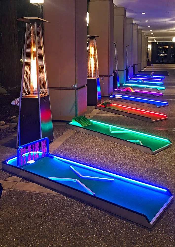 LED glow in the dark putt putt golf at DodgeArrows camp